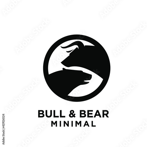 Bear and bull vector logo design players on Exchange and traders on a stock market