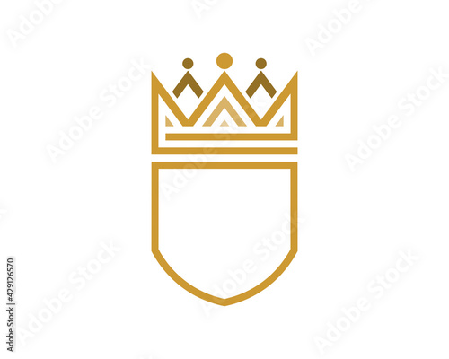 Abstract shield use a crown with line art logo