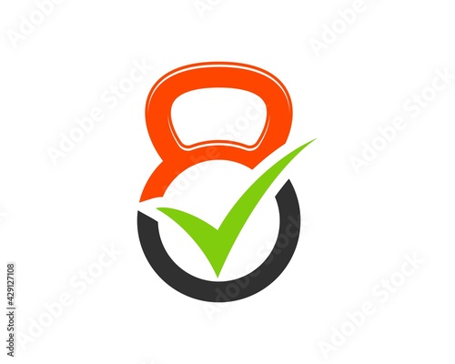 Gym kettle bell with checked symbol inside