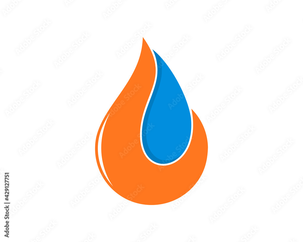 Combination fire and water vector logo Combination fire and water vector logo