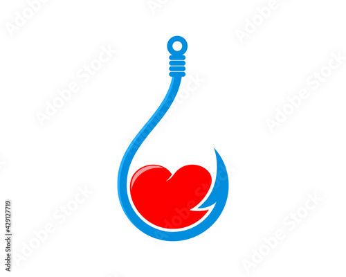 Fishing hook with love in the middle