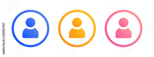 Set of user vector icons round interface design.