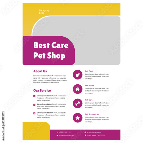 Pet Shop Modern style flyer template A4 size with bleeds high resolution vector compatible with your business