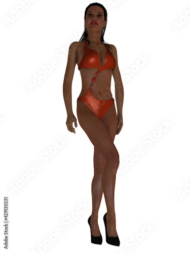 3d illustration of an sexy woman in a bikini