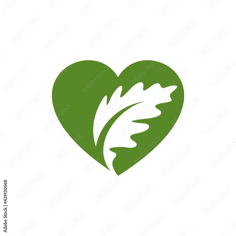 Love oak leaf logo design vector illustration, Creative oak tree logo design concept template, symbols icons Love oak leaf logo design vector illustration, Creative oak tree logo design concept template, symbols icons