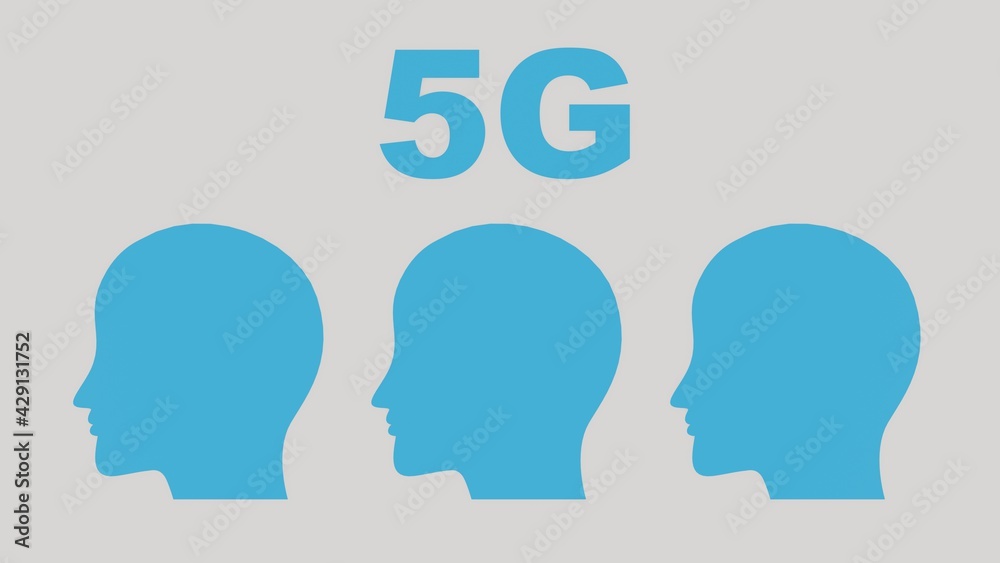 5G technology concept. Illustration 5g with blue and white colours