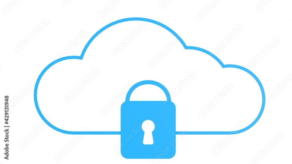 Cloud technology illustration. Concept online cloud access with blue and white colours Cloud technology illustration. Concept online cloud access with blue and white colours