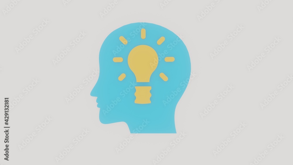 Idea and solution concept. Illustration with blue and white colours Idea and solution concept. Illustration with blue and white colours