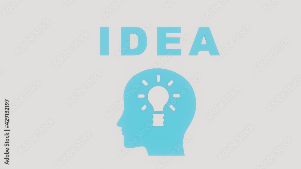 Idea and solution concept. Illustration with blue and white colours