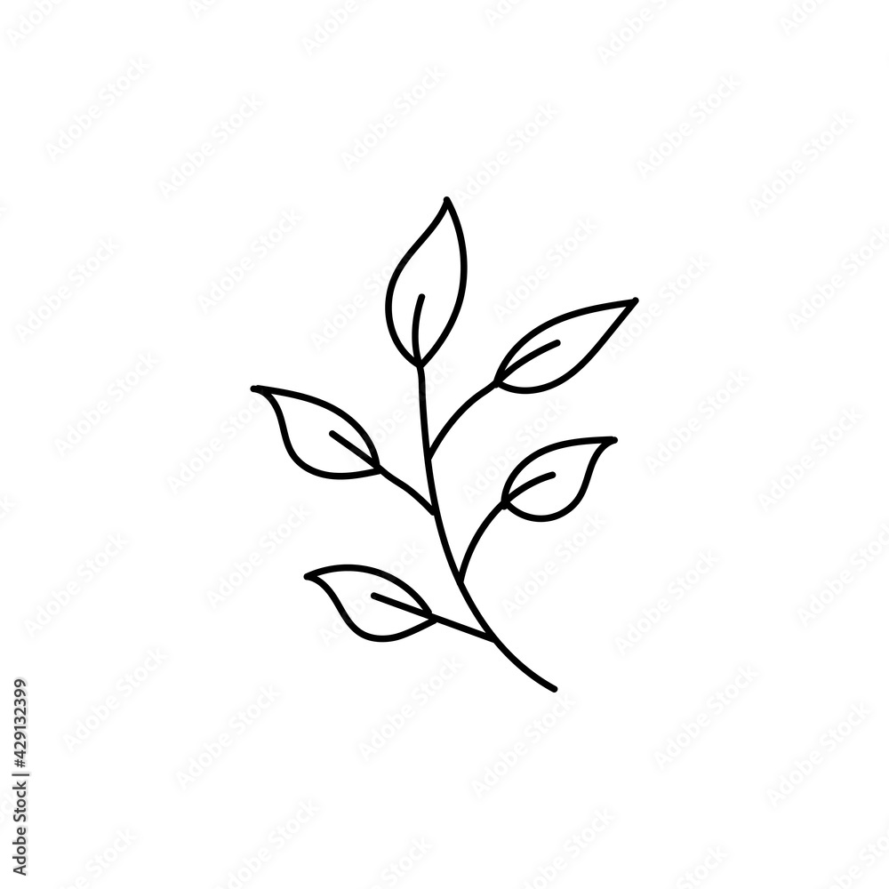 Obraz premium Leaf icon with hand drawn lines. Vector illustration