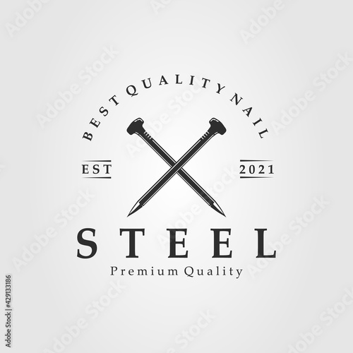 steel nail logo. concrete nail logo template vector illustration design.