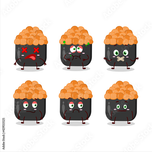 Gunkan sushi cartoon character with nope expression