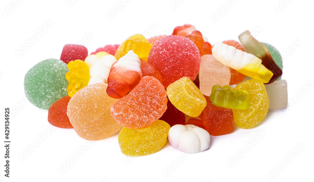 Different jelly candies on white background Different jelly candies on white background