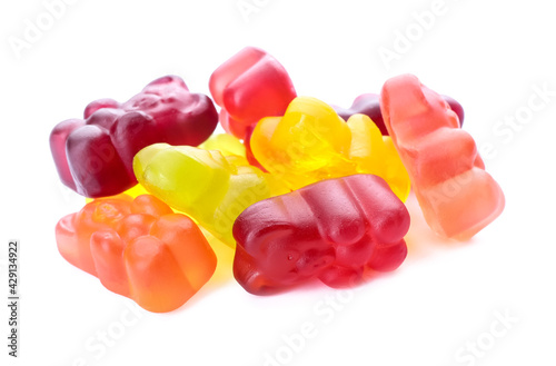 Sweet jelly bears on white background