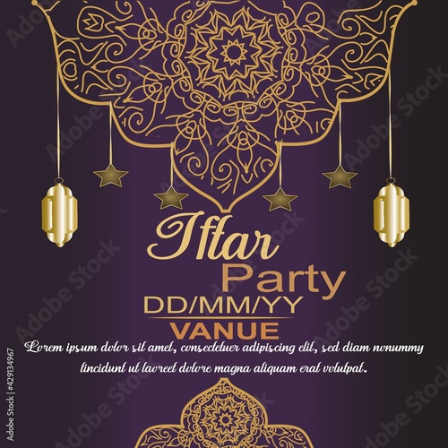 If tar Party invitation flyer design. Ramadan flyer for if tar party and seminar. 