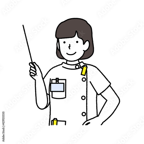 X-ray technician pointing a finger with a pointer: Female