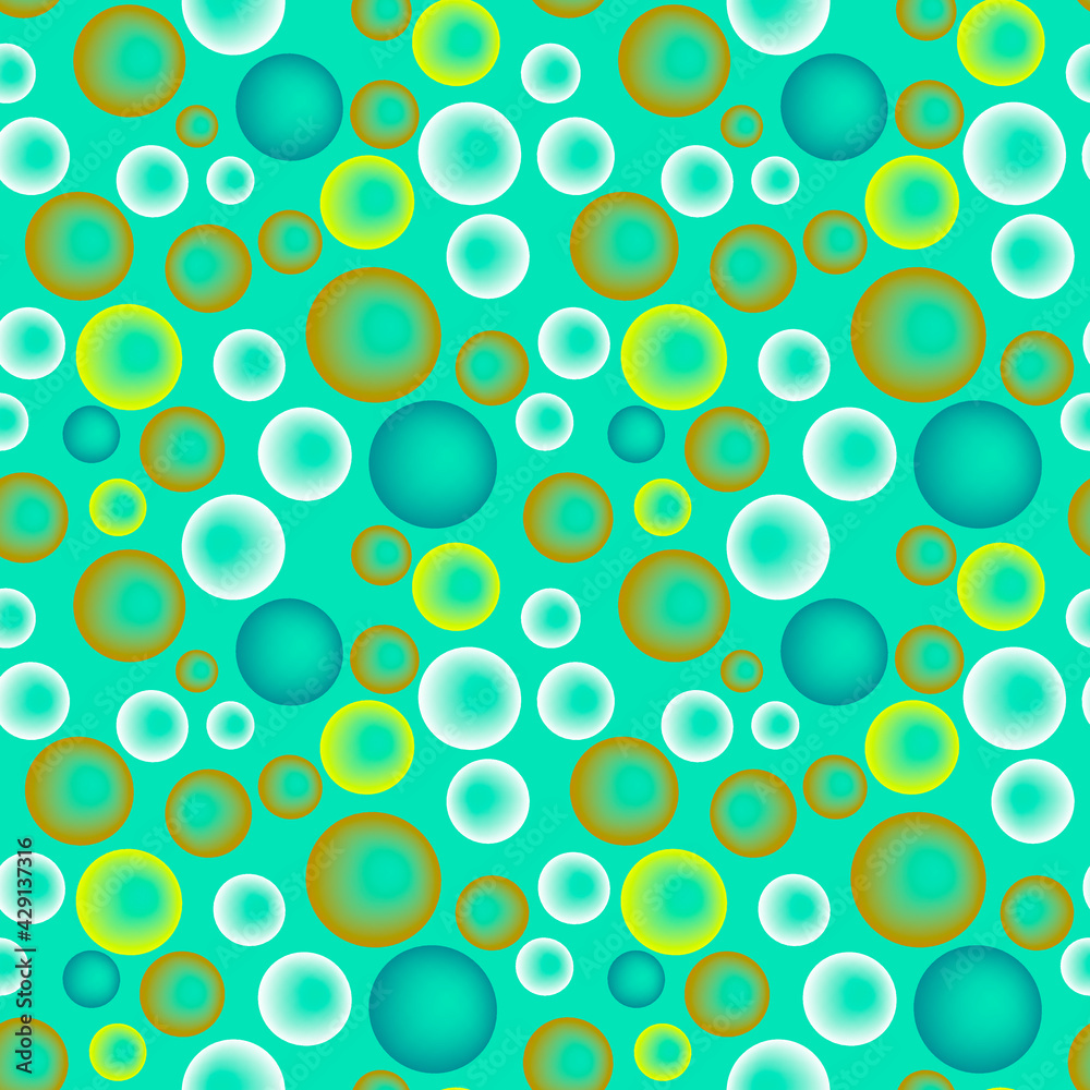 Seamless texture, pattern on a square background - colored glass balls or soap bubbles.