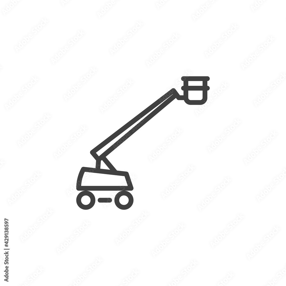 Boom lift machine line icon