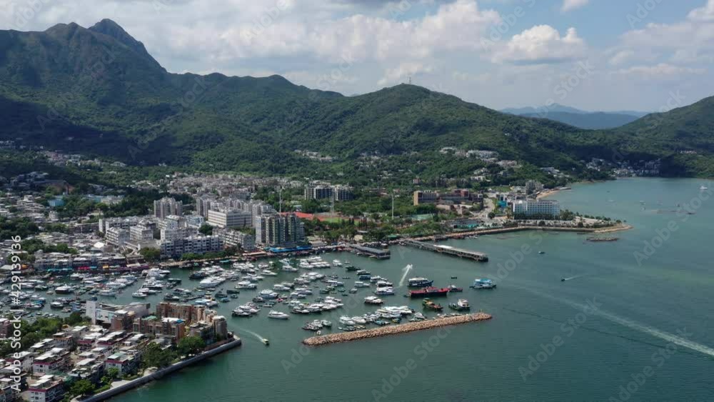 Drone fly over Hong Kong city Drone fly over Hong Kong city