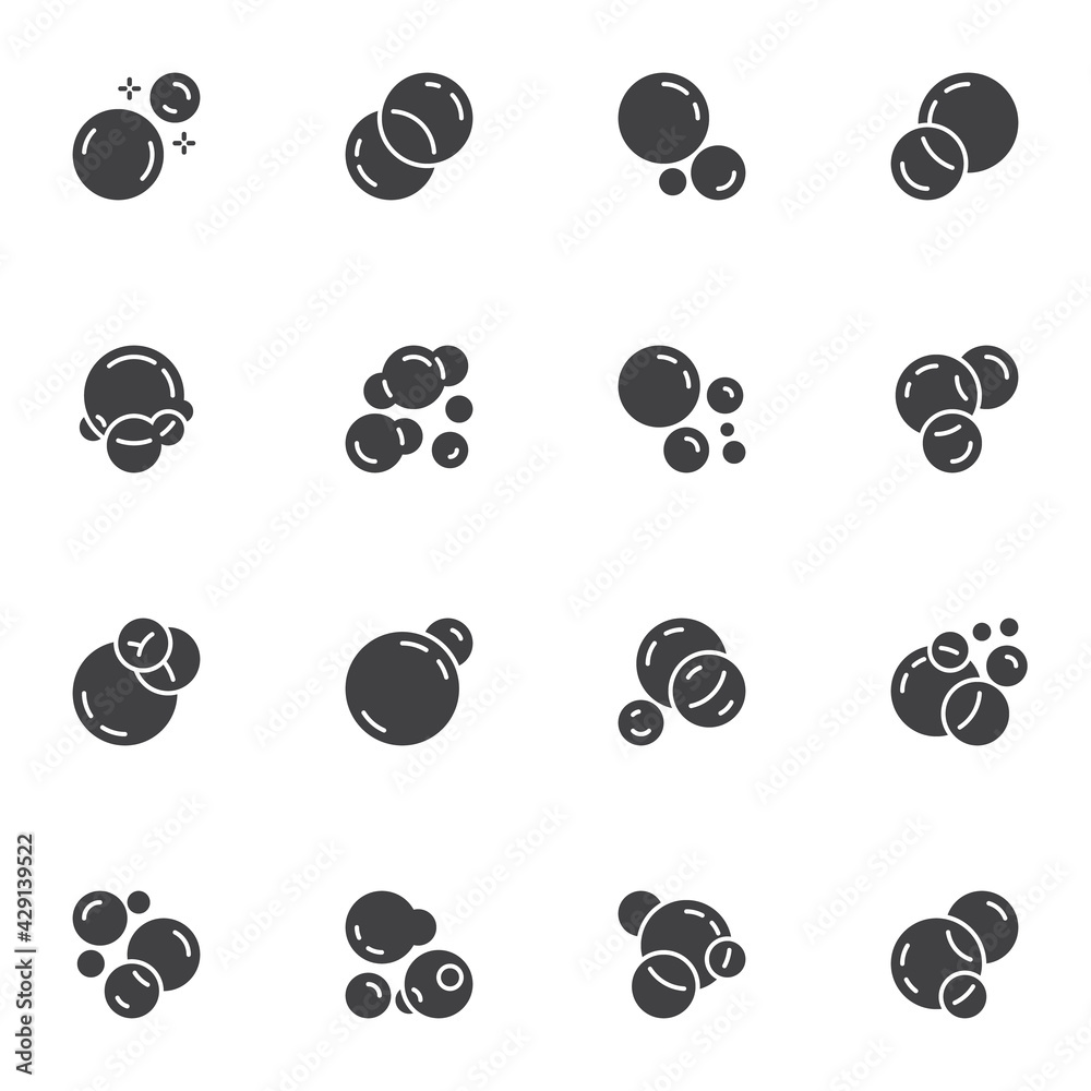 Foam bubbles vector icons set Foam bubbles vector icons set