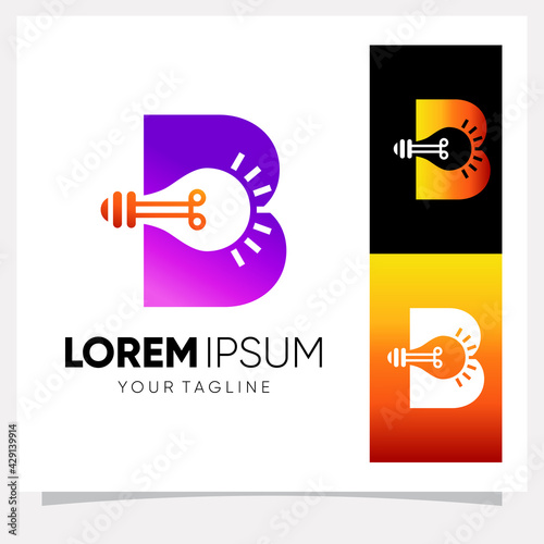 Initial Letter B Smart Light Bulb Logo Design Vector Graphic