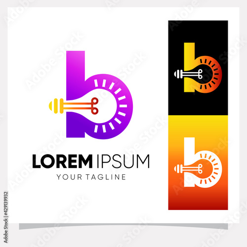 Initial Letter B Smart Light Bulb Logo Design Vector Graphic