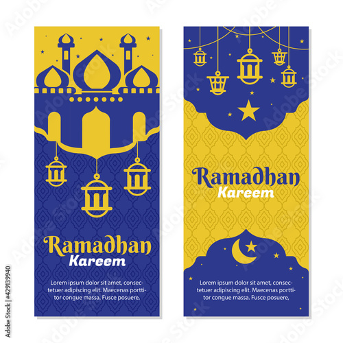Simple design background vertical banner ramadan kareem template