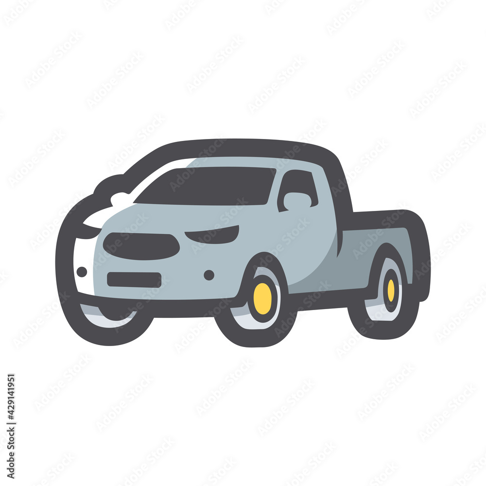 Pickup style Car Vector icon Cartoon illustration