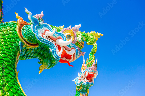 Thai dragon in blue background