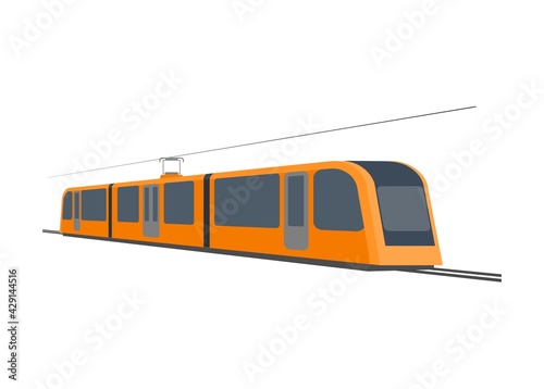 Street car in perspective view. Simple flat illustration 