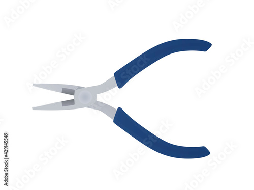 Metal long nose pliers. vector