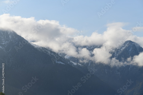 panorama on snow covered mountains in Liechtenstein, Europe