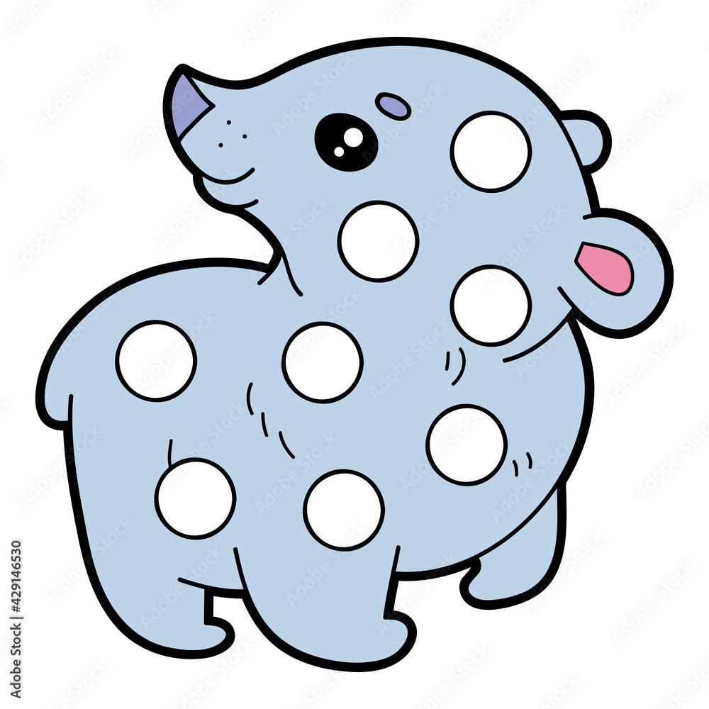 Obraz premium Vector digital educational game with cartoon character for toddlers: patches or dot marker pages