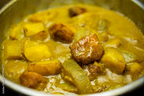 Lao Ghonto or Bottle Gourd Curry. Indian traditional dish lauki ki sabzi, bottle gourd & potato curry. Concept for regional bengali food background, homemade healthy vegetarian meal, vegan cover image