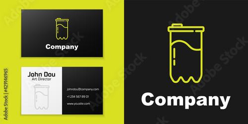 Logotype line Water filter cartridge icon isolated on black background. Logo design template element. Vector