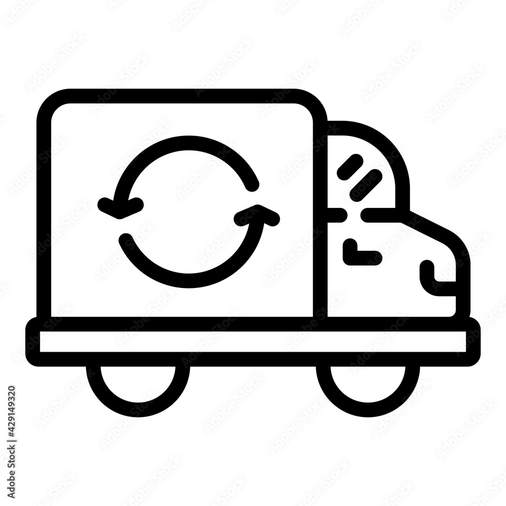 Return parcel car icon. Outline Return parcel car vector icon for web design isolated on white background Return parcel car icon. Outline Return parcel car vector icon for web design isolated on white background