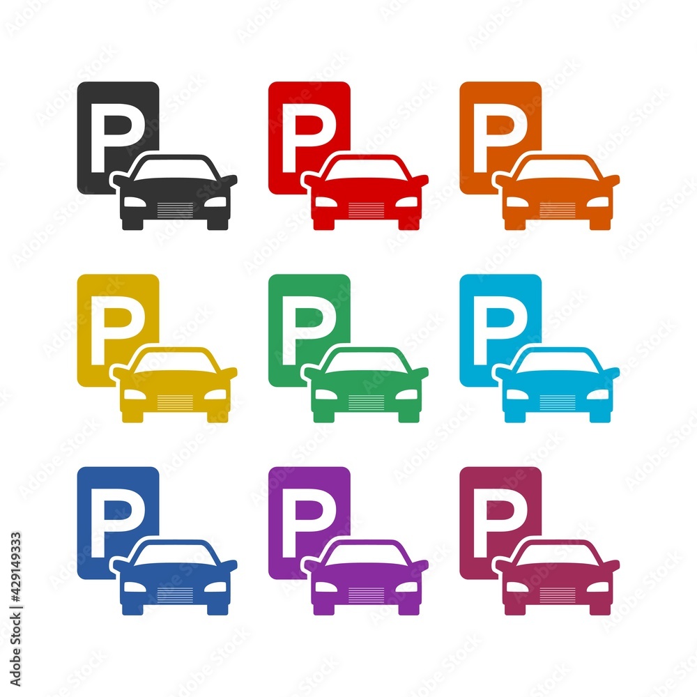 Car parking sign icon on isolated white background color set Car parking sign icon on isolated white background color set