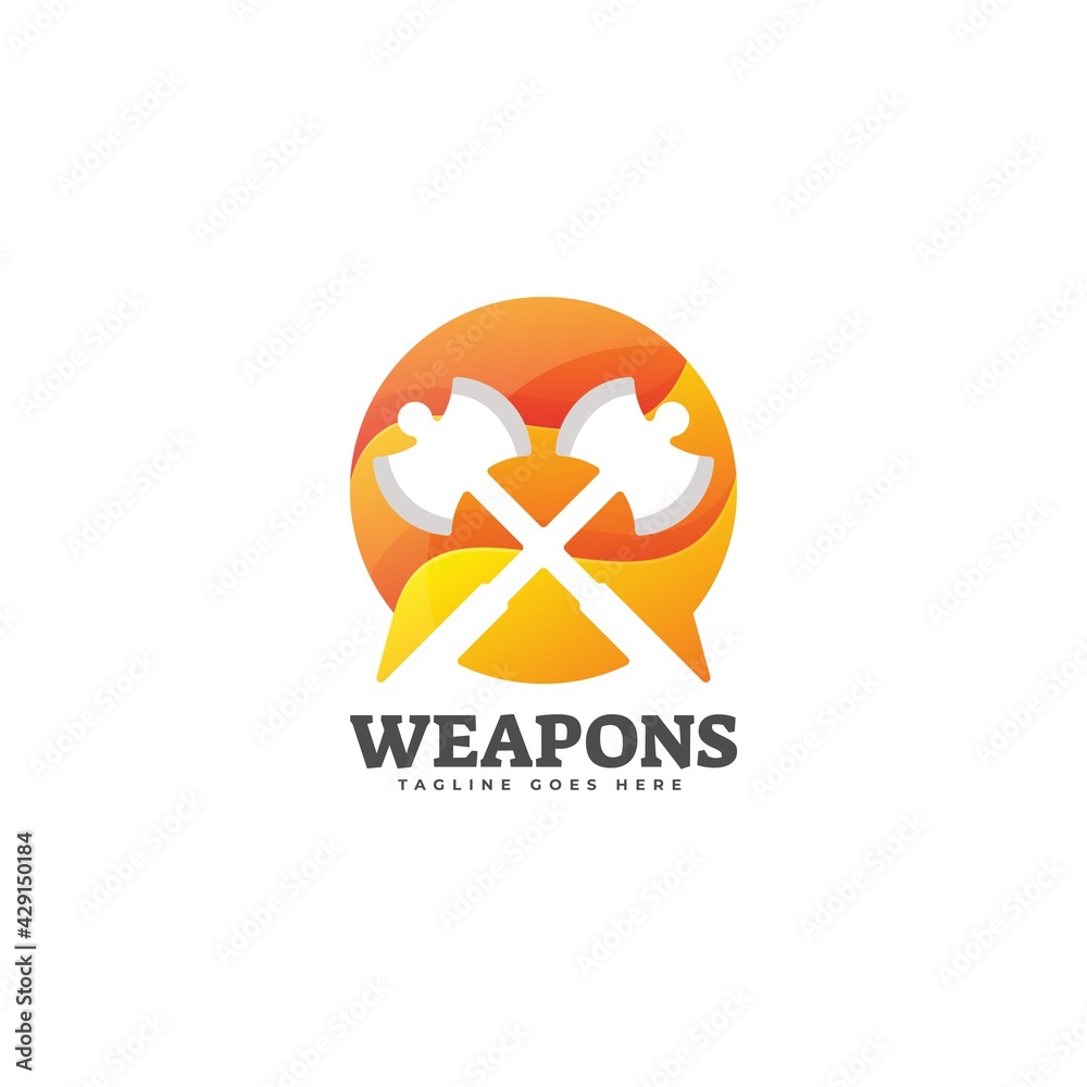 Vector Logo Illustration Weapons Gradient Colorful Style.
