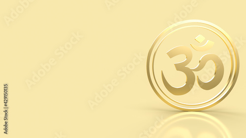 The hindu ohm or om gold for religion concept 3d rendering