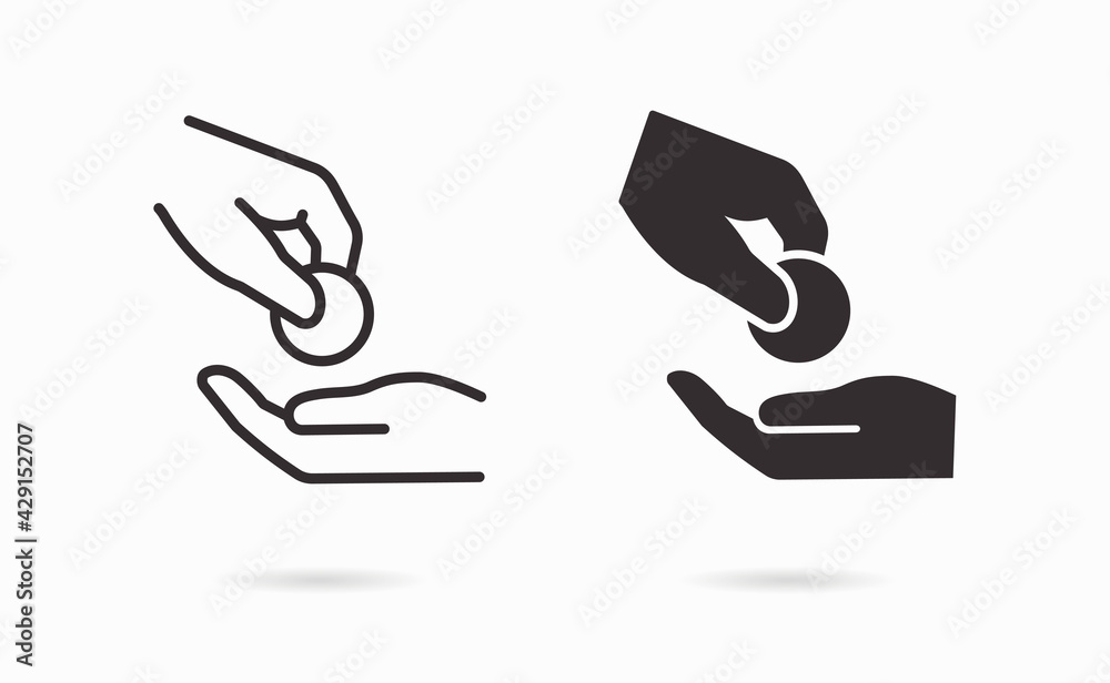 Money donation icon. Vector illustration. Money donation icon. Vector illustration.