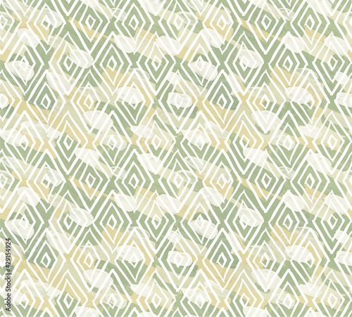 Grunge textured seamless pattern with paint strokes and geometric patterns. Abstract artistic background