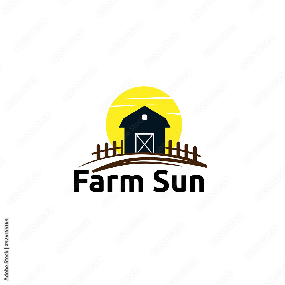 farm home sun logo vector concept, icon, element, and template for company