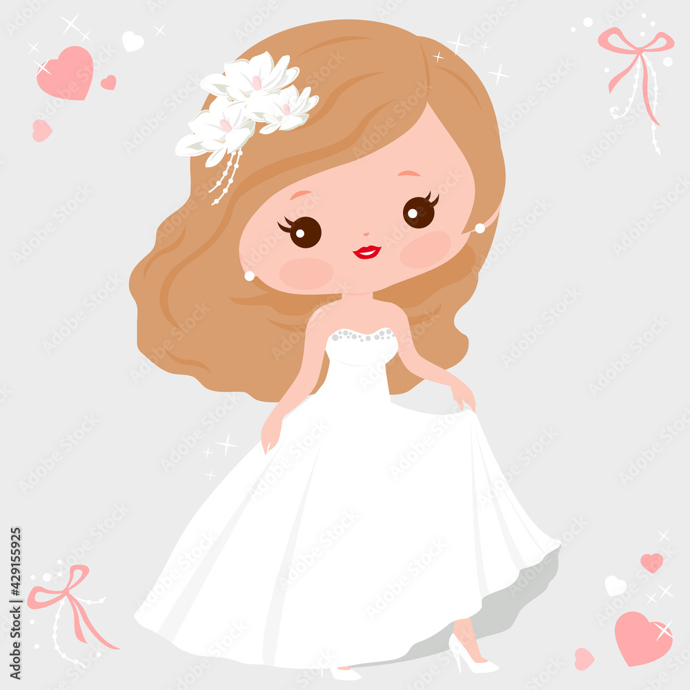 Beautiful bride in a white wedding dress. Vector illustration Beautiful bride in a white wedding dress. Vector illustration