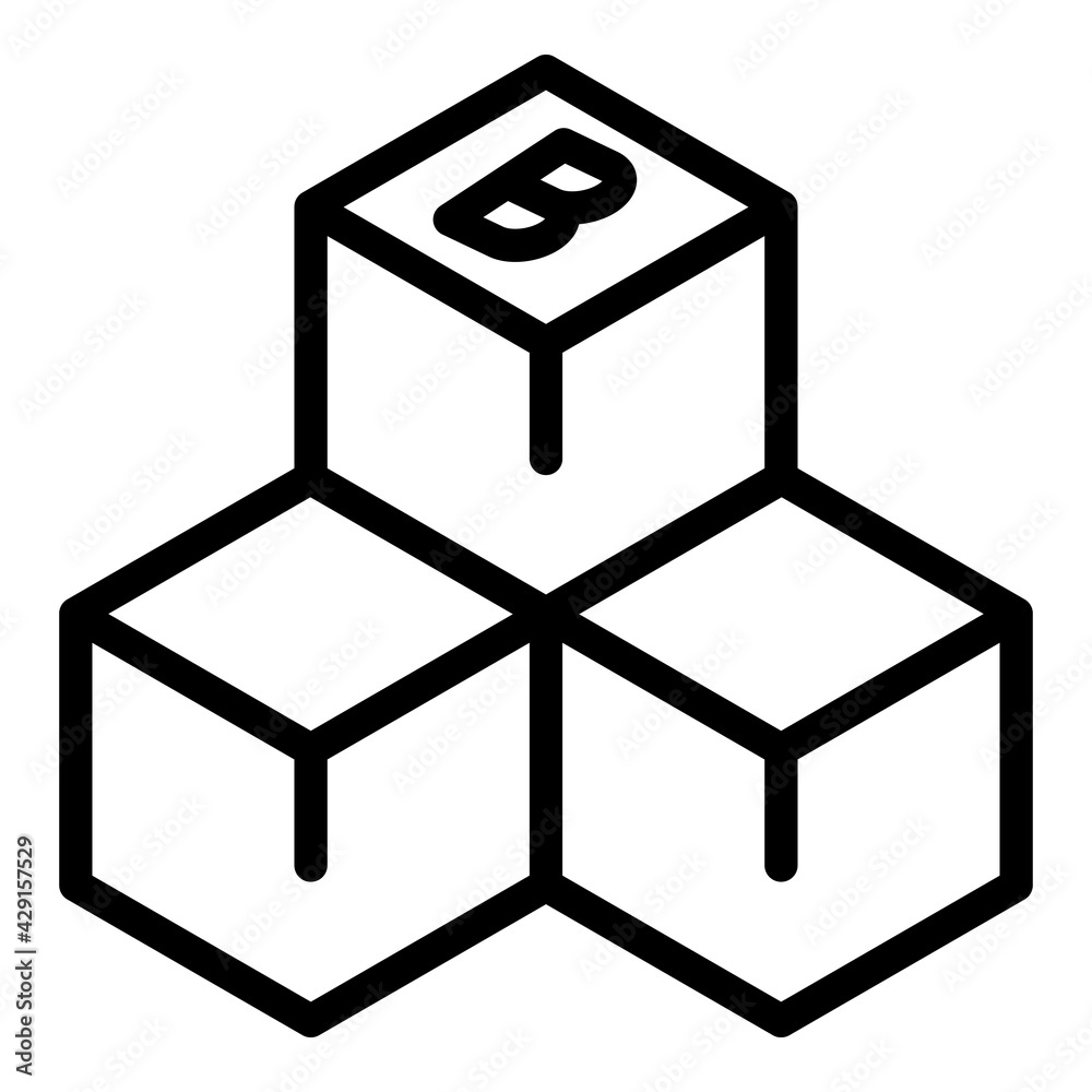 Blockchain cubes icon. Outline Blockchain cubes vector icon for web design isolated on white background Blockchain cubes icon. Outline Blockchain cubes vector icon for web design isolated on white background