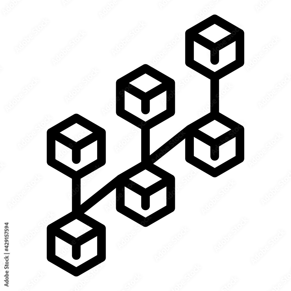 Blocks chain network icon. Outline Blocks chain network vector icon for web design isolated on white background Blocks chain network icon. Outline Blocks chain network vector icon for web design isolated on white background