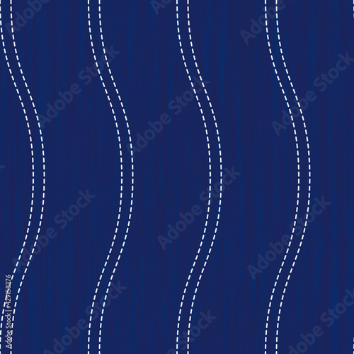 Sashiko pattern. Vector seamless embroidery Japanese traditional art.