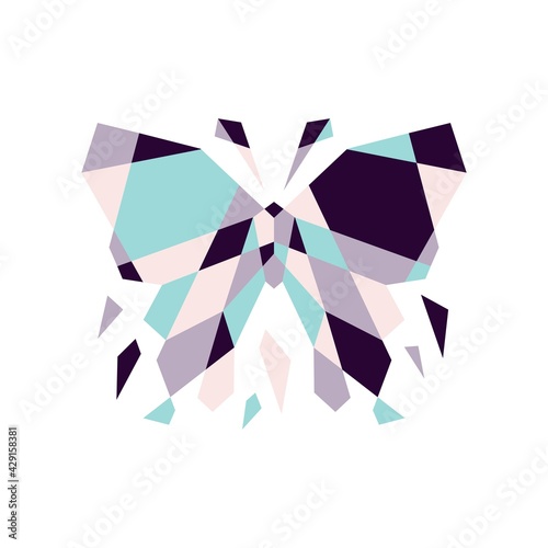 geometric butterfly mosaic outline logo vector icon illustration
