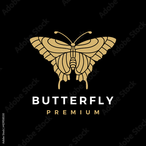 butterfly gold logo vector icon illustration