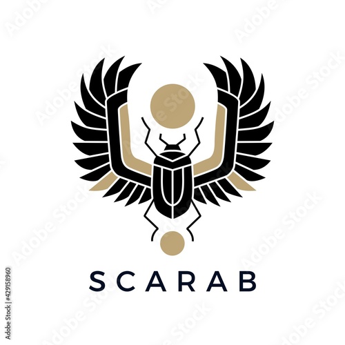scarab egyptian logo vector icon illustration