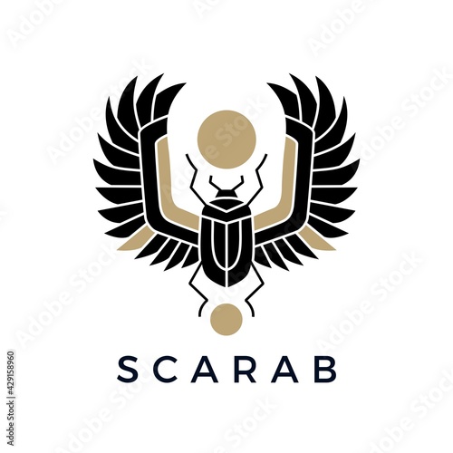 scarab egyptian logo vector icon illustration photo